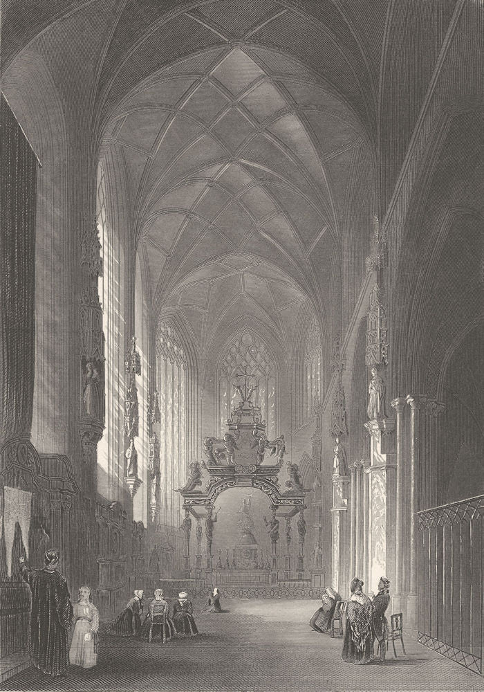 BELGIUM. St Gudula, Brussels c1856 old antique vintage print picture